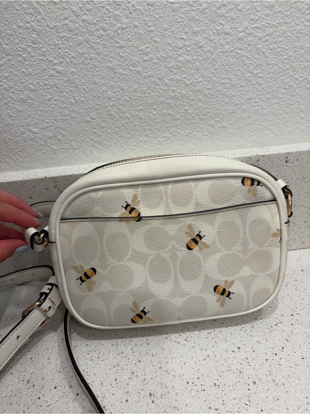Coach Mini Jamie Crossbody Camera Bag Bumblebees Glacier Pattern CH597 White - Picture 5 of 15